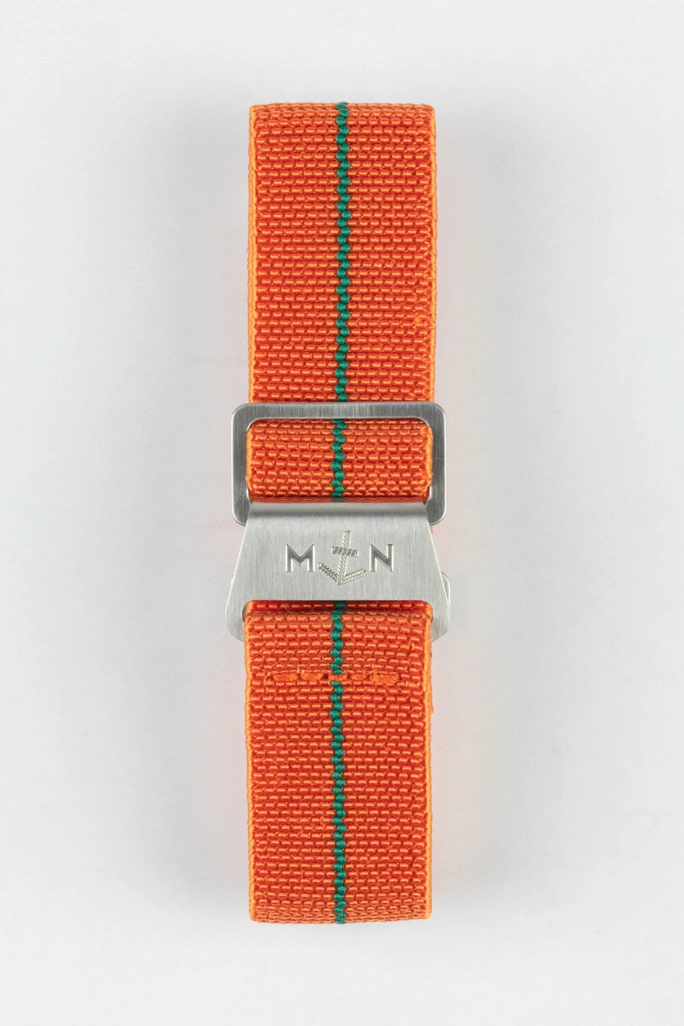 Erika's Originals ORANGE MN™ Strap with GREEN Centerline - BRUSHED Hardware