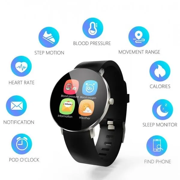 F25 Full Touch Screen Waterproof Heart Rate Blood Pressure Monitoring Health Reminder GPS Trajectory Fitness Tracker Smart Sports Bracelet Steel Band for IOS 9.0 Android 4.4 & above - Gold