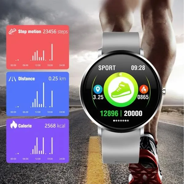 F25 Full Touch Screen Waterproof Heart Rate Blood Pressure Monitoring Health Reminder GPS Trajectory Fitness Tracker Smart Sports Bracelet Steel Band for IOS 9.0 Android 4.4 & above - Gold