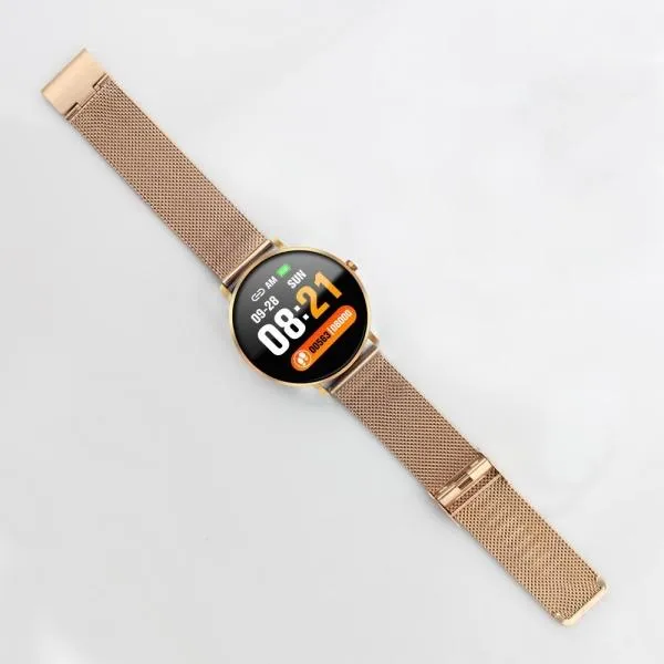 F25 Full Touch Screen Waterproof Heart Rate Blood Pressure Monitoring Health Reminder GPS Trajectory Fitness Tracker Smart Sports Bracelet Steel Band for IOS 9.0 Android 4.4 & above - Gold