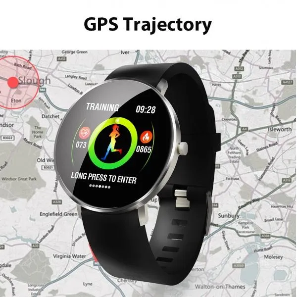 F25 Full Touch Screen Waterproof Heart Rate Blood Pressure Monitoring Health Reminder GPS Trajectory Fitness Tracker Smart Sports Bracelet Steel Band for IOS 9.0 Android 4.4 & above - Gold