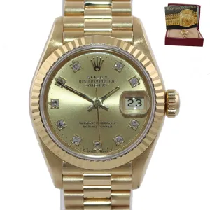 FACTORY Diamonds Ladies Rolex DateJust President 26mm 69178 Yellow Gold Watch