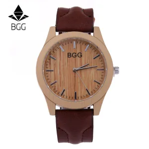 Fashion Brand Mens Watches Luxury Imitation Wooden Watch Men Vintage Leather Quartz Wood Color Male Watch Clock hours Waterproof