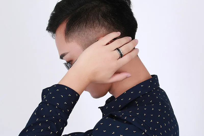 Fashion Men's Ring The Punk Rock Accessories Stainless Steel Black Chain Spinner Rings For Men