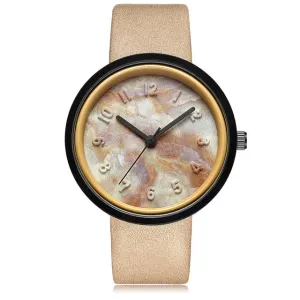 Fashion Women's Marble Carving Design Watch - Brown Black,Grey Black