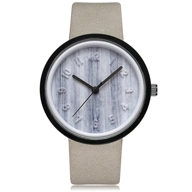 Fashion Women's Marble Carving Design Watch - Brown Black,Grey Black