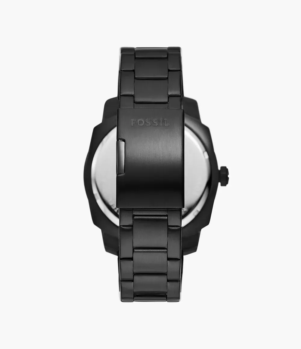 Fossil Machine Three-Hand Date Black Stainless Steel 49mm Mens Watch