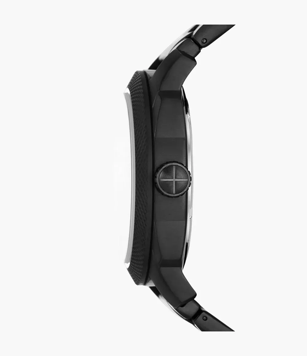Fossil Machine Three-Hand Date Black Stainless Steel 49mm Mens Watch