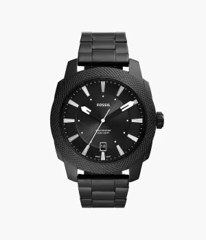 Fossil Machine Three-Hand Date Black Stainless Steel 49mm Mens Watch