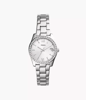 Fossil Scarlette Three-Hand Date Stainless Steel 32mm Ladies Watch