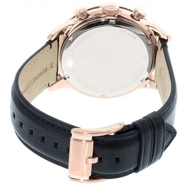 Fossil Townsman Black Leather Strap Black Dial Chronograph Quartz Watch for Gents - FS5097