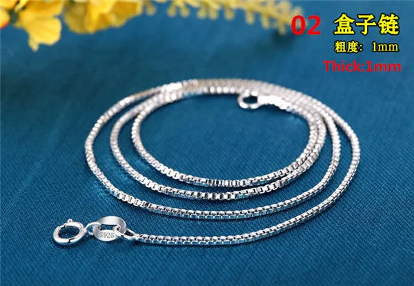 Free shipping! Ladies Sterling Silver 925 Chain mental necklace women girl gift Jewelry.Buy 2pcs send a free pendant