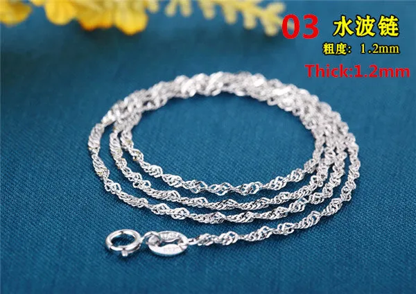 Free shipping! Ladies Sterling Silver 925 Chain mental necklace women girl gift Jewelry.Buy 2pcs send a free pendant