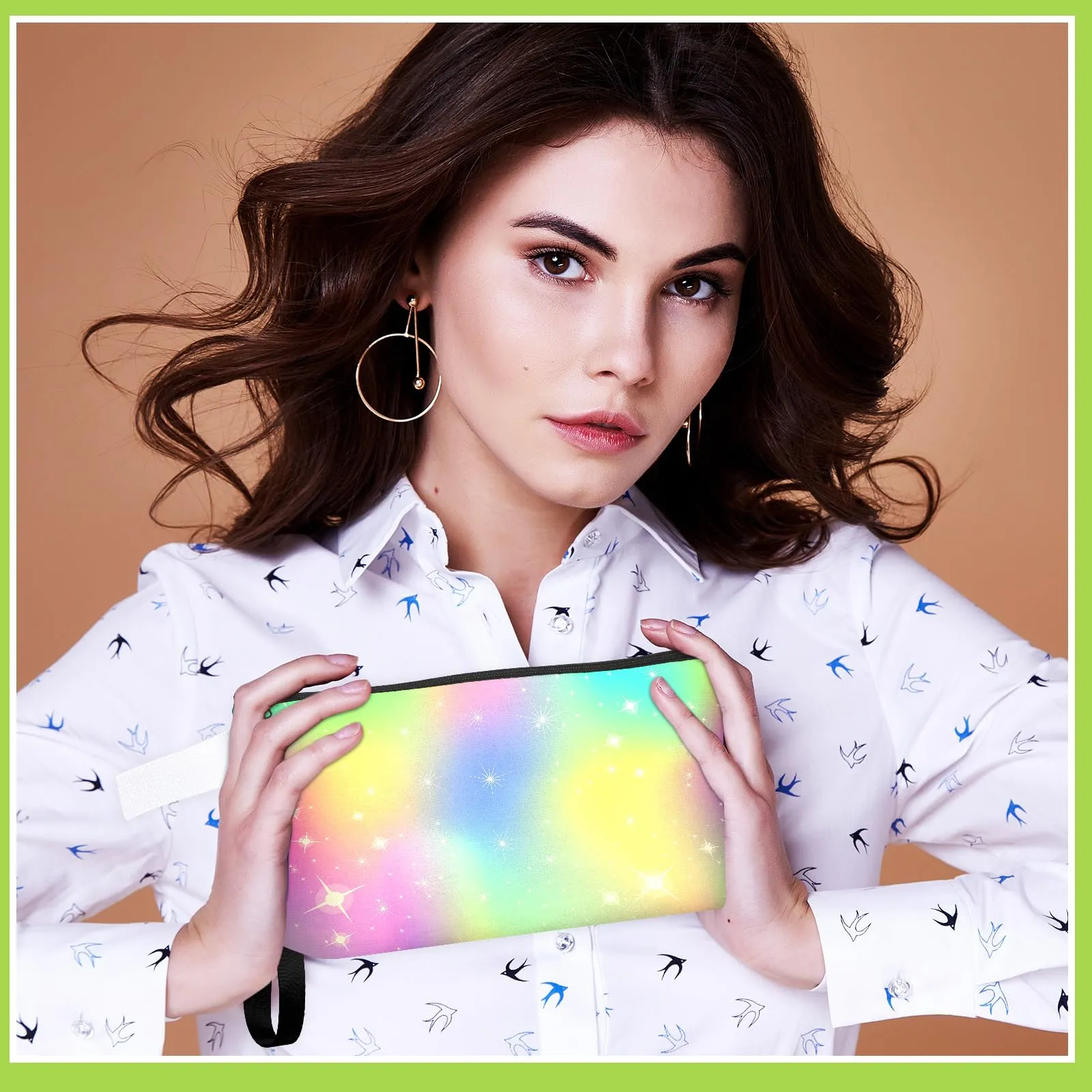 Gejoy 100 Pack Sublimation Blank Canvas Cosmetic Bags Bulk DIY Heat Transfer Makeup Bags With Wristband Lanyard Zipper Cosmetic Bags Pencil Bag for Multipurpose Printing Bag Decor, 8.66 x 5.12 inch