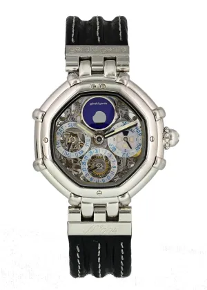 Gerald Genta Success Platinum perpetual calendar 3359.4  skeleton Mens Watch
