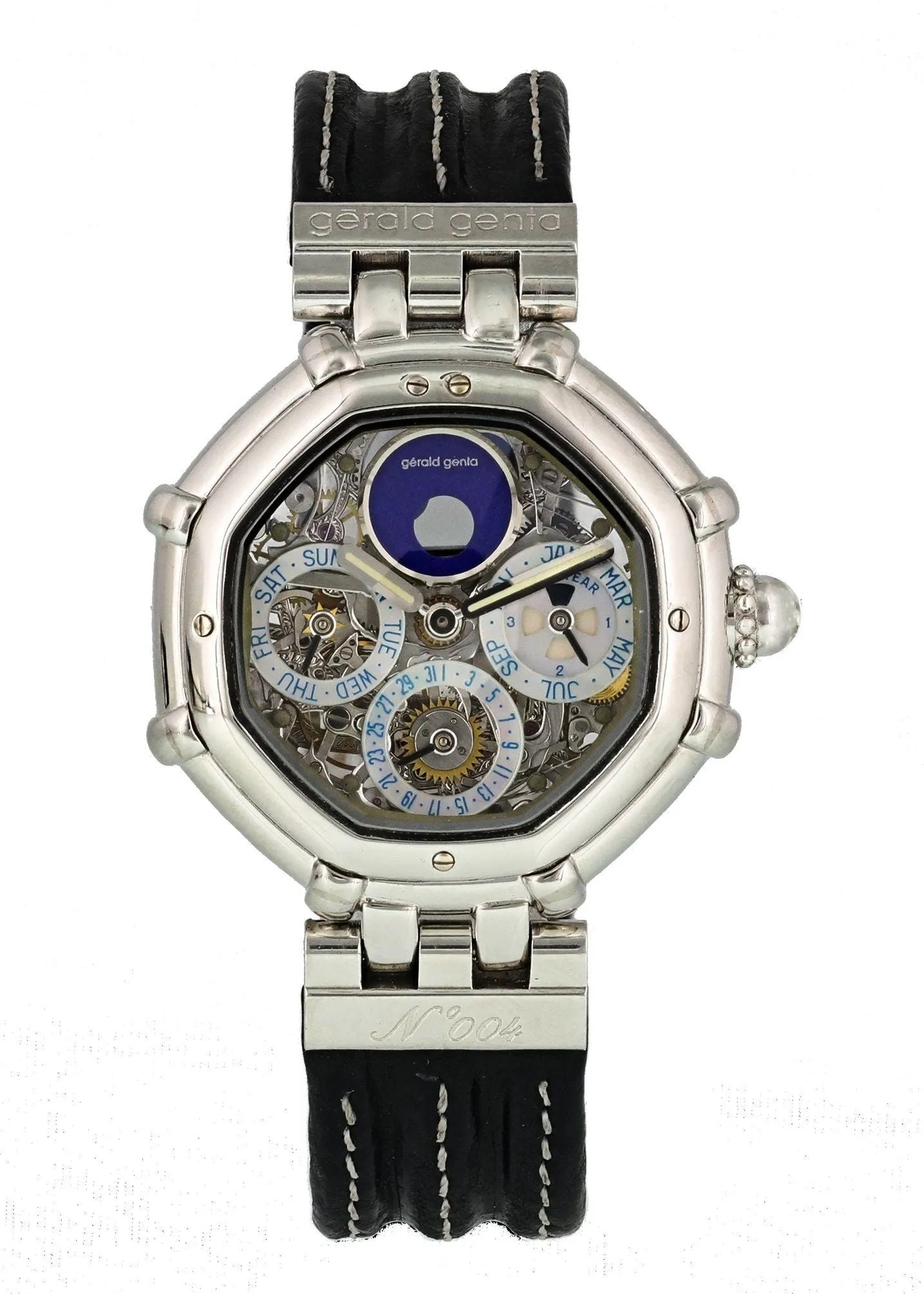 Gerald Genta Success Platinum perpetual calendar 3359.4  skeleton Mens Watch