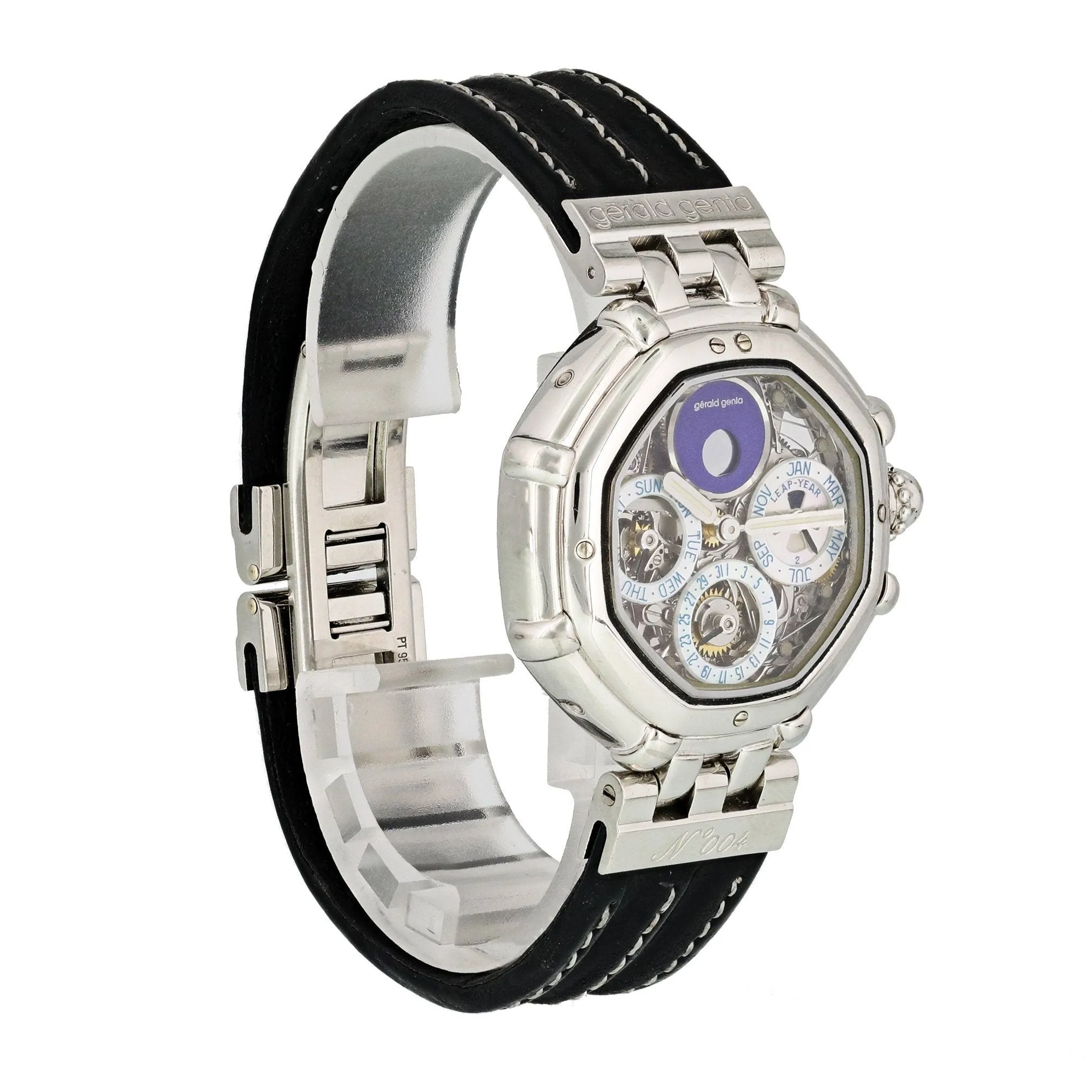 Gerald Genta Success Platinum perpetual calendar 3359.4  skeleton Mens Watch