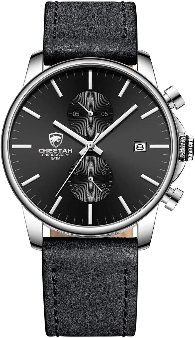 GOLDEN HOUR Mens Watch Fashion Sleek Minimalist Quartz Analog Mesh Stainless Steel Waterproof Chronograph Watches