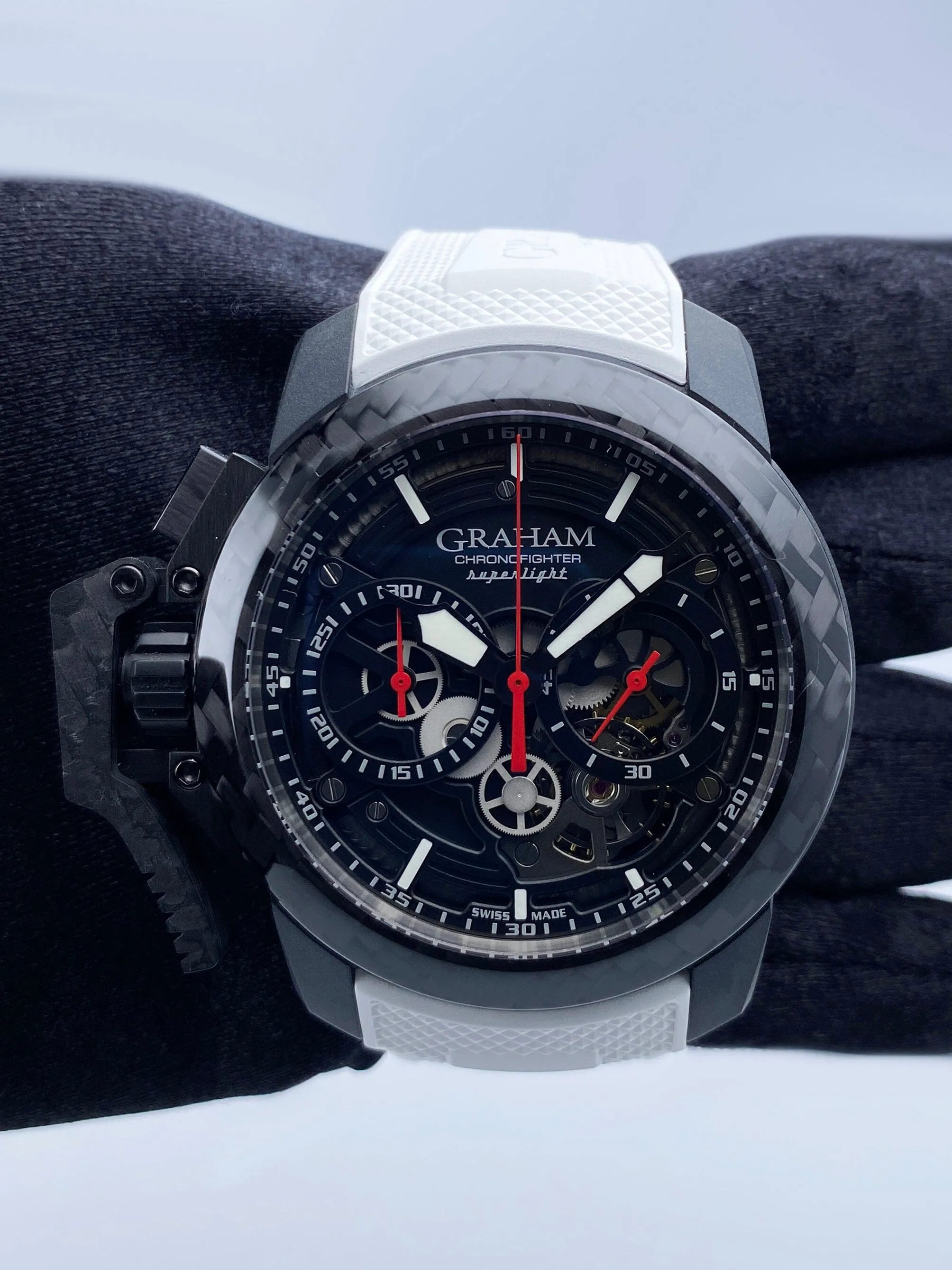 Graham Chronofighter Superlight 2CCBK.B25A Skeleton-dial Dial Mens Watch Box Papers