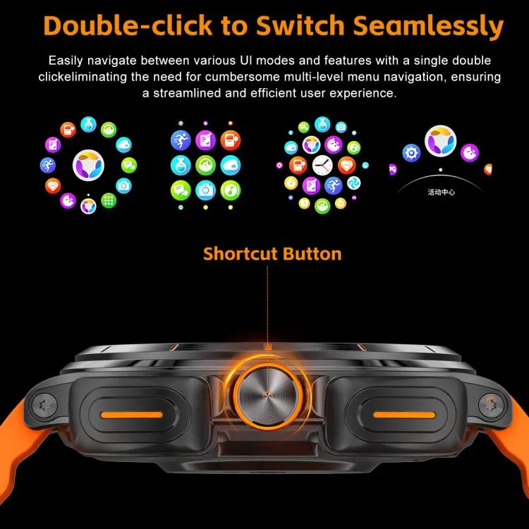 GT98 1.53 inch 2 in 1 Bluetooth Headphone IP67 Waterproof Smart Watch Supports Blood Oxygen Monitoring(Black Orange)
