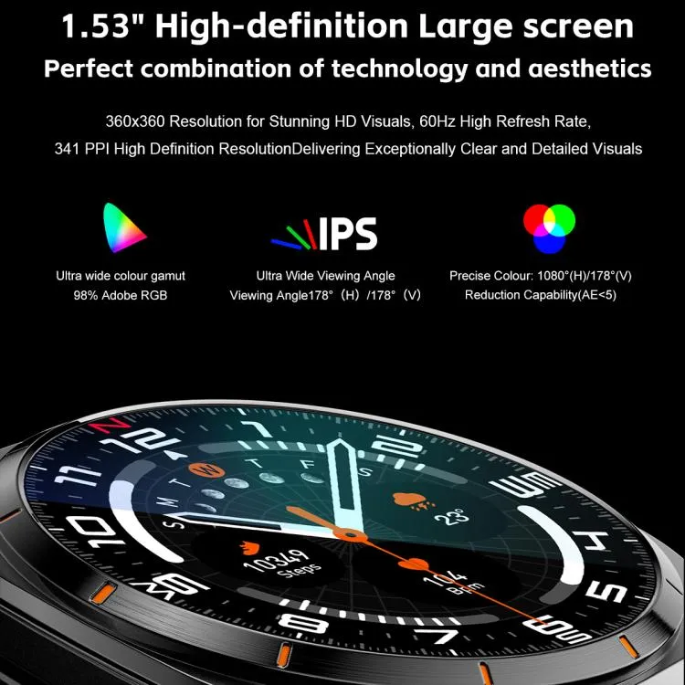 GT98 1.53 inch 2 in 1 Bluetooth Headphone IP67 Waterproof Smart Watch Supports Blood Oxygen Monitoring(Black Orange)