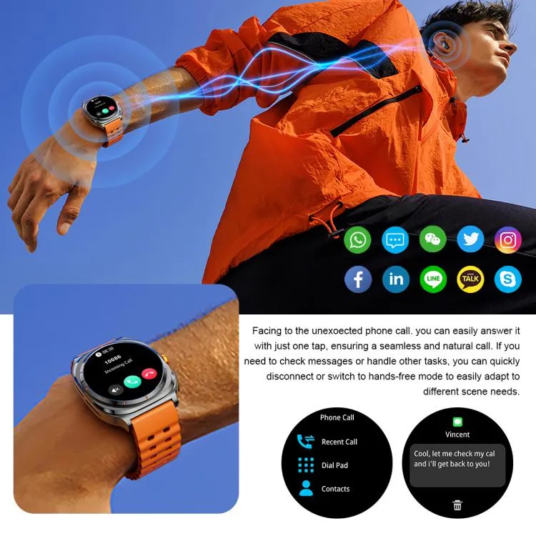 GT98 1.53 inch 2 in 1 Bluetooth Headphone IP67 Waterproof Smart Watch Supports Blood Oxygen Monitoring(Black Orange)