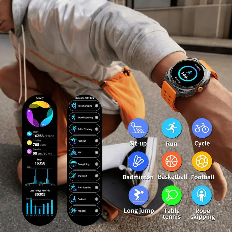 GT98 1.53 inch 2 in 1 Bluetooth Headphone IP67 Waterproof Smart Watch Supports Blood Oxygen Monitoring(Black Orange)