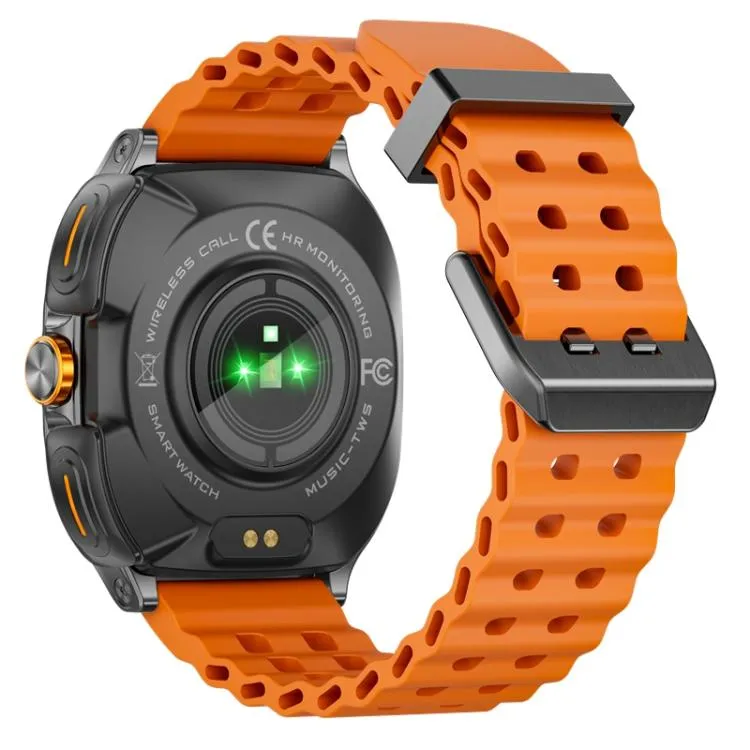 GT98 1.53 inch 2 in 1 Bluetooth Headphone IP67 Waterproof Smart Watch Supports Blood Oxygen Monitoring(Black Orange)