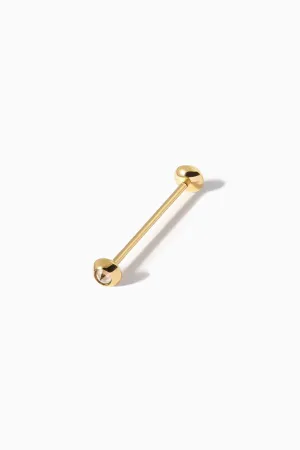 HANNAH MARTIN | 18K YELLOW GOLD STUD DIAMOND INDUSTRIAL BARBELL L EARRING CHAMPAGNE