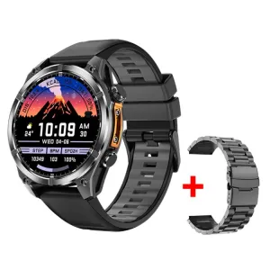 HD300 1.43 inch AMOLED Screen Dual Straps Sports Smart Watch Supports Blood Oxygen Detection(Black Silicone Strap   Black Steel Strap)
