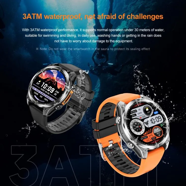 HD300 1.43 inch AMOLED Screen Dual Straps Sports Smart Watch Supports Blood Oxygen Detection(Black Silicone Strap   Black Steel Strap)