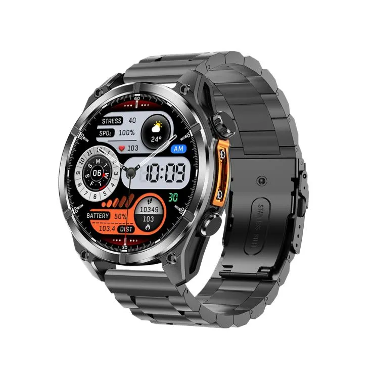 HD300 1.43 inch AMOLED Screen Dual Straps Sports Smart Watch Supports Blood Oxygen Detection(Black Silicone Strap   Black Steel Strap)