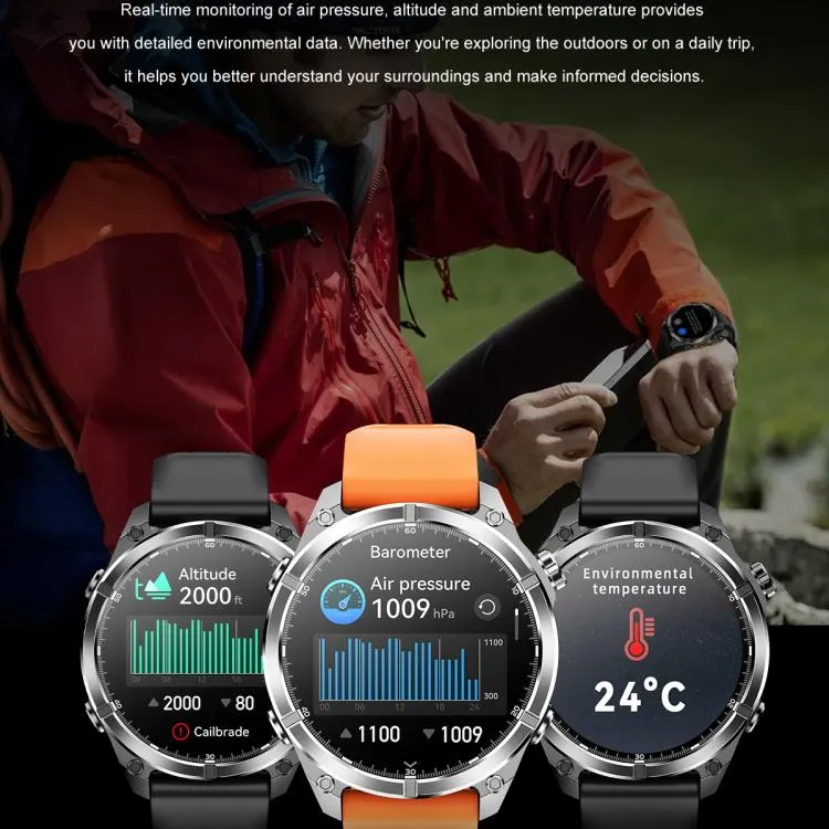 HD300 1.43 inch AMOLED Screen Dual Straps Sports Smart Watch Supports Blood Oxygen Detection(Black Silicone Strap   Black Steel Strap)