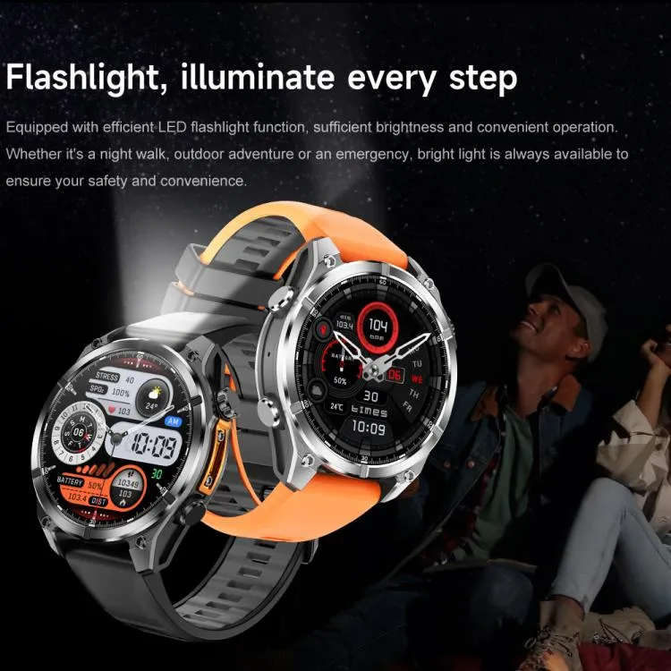HD300 1.43 inch AMOLED Screen Dual Straps Sports Smart Watch Supports Blood Oxygen Detection(Black Silicone Strap   Black Steel Strap)