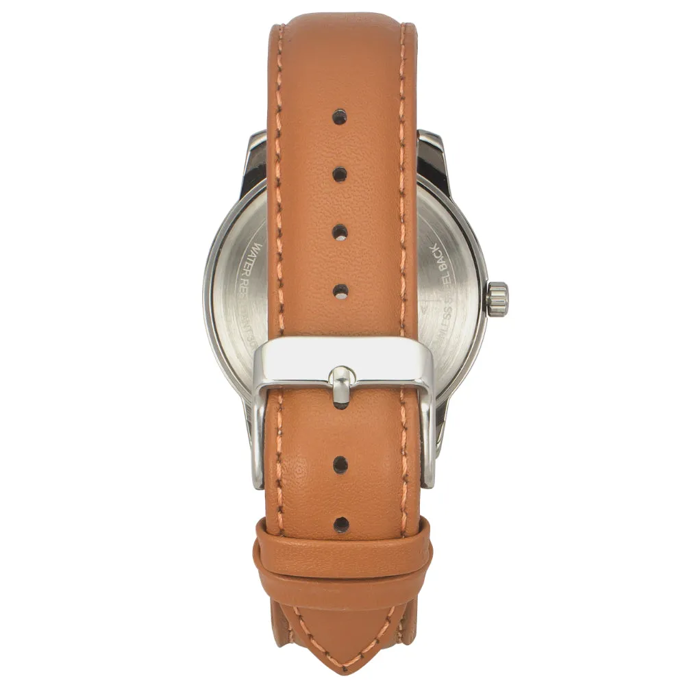 Helix By Timex Black Round Analog Leather Watch Men -TW046HG00