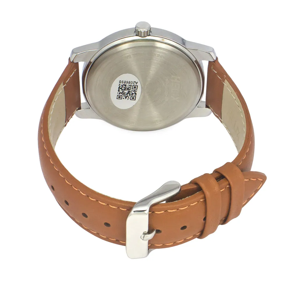 Helix By Timex Black Round Analog Leather Watch Men -TW046HG00