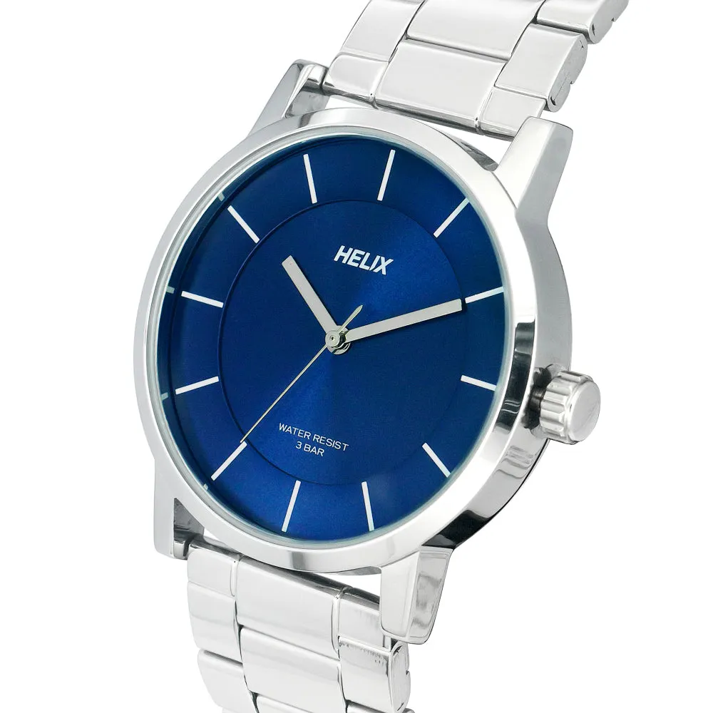Helix By Timex Blue Round Analog Stainless Steel Watch Men -TW035HG09