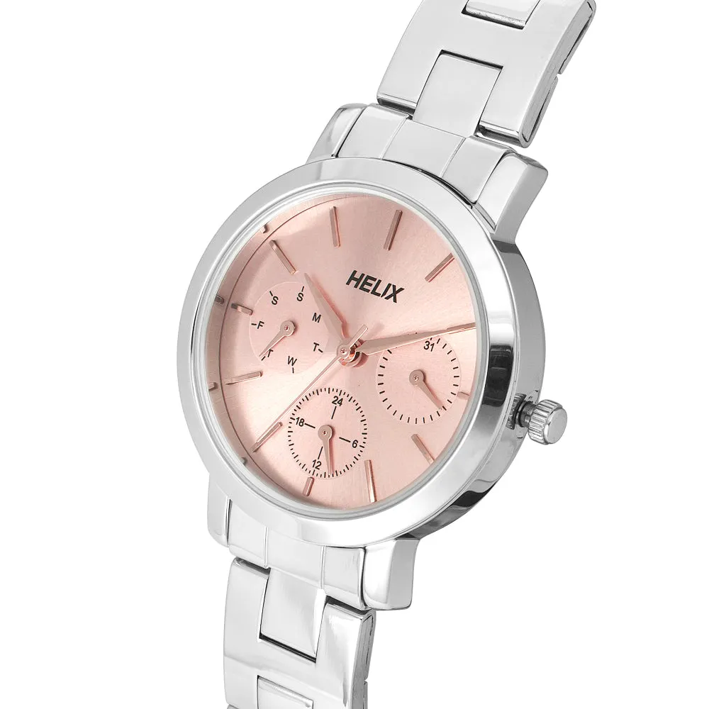 Helix By Timex Pink Round Analog Stainless Steel Watch Women -TW024HL36