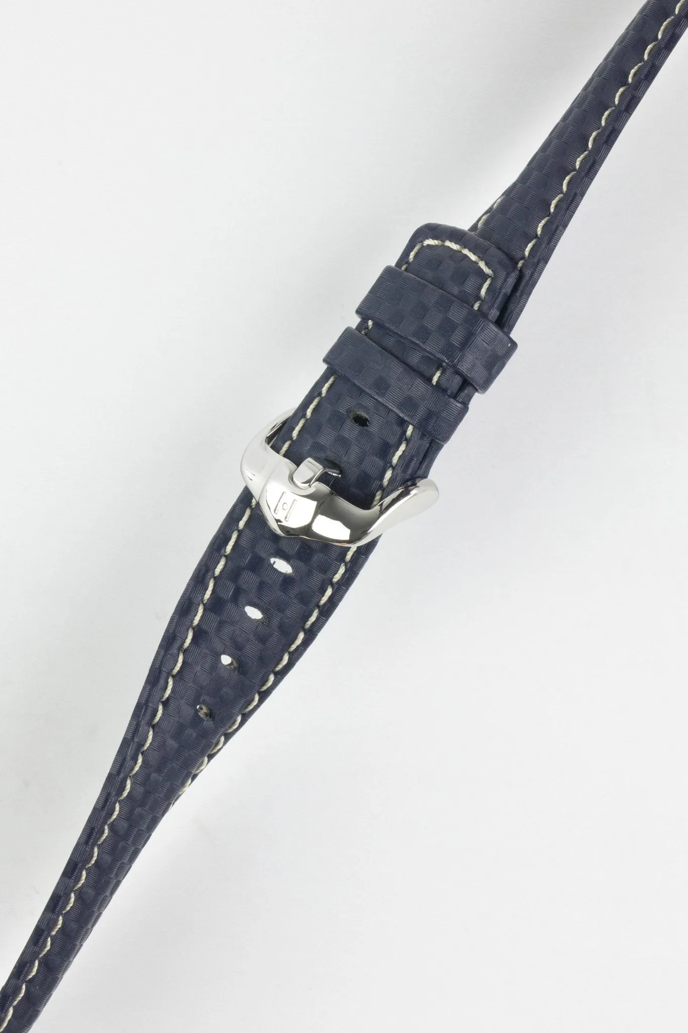 Hirsch CARBON Embossed Water-Resistant Leather Watch Strap in BLUE