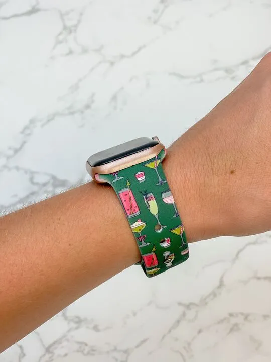 Holiday Cocktail Printed Silicone Smart Watch Band