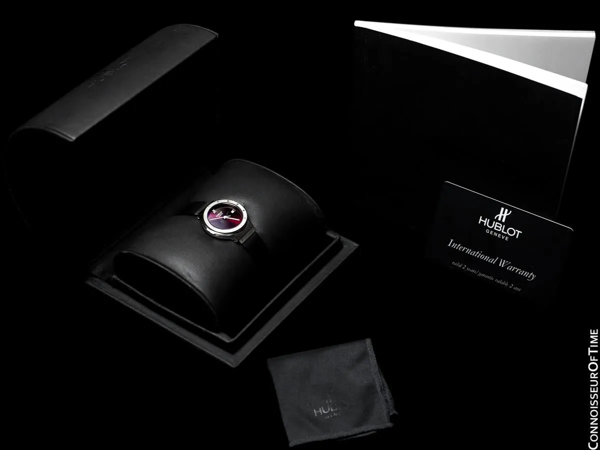 Hublot MDM Ladies Rubber Bracelet Wine Dial Watch - Stainless Steel