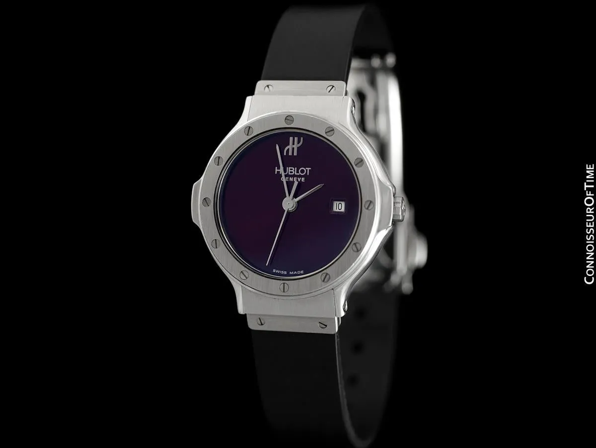 Hublot MDM Ladies Rubber Bracelet Wine Dial Watch - Stainless Steel