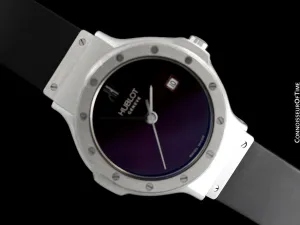 Hublot MDM Ladies Rubber Bracelet Wine Dial Watch - Stainless Steel