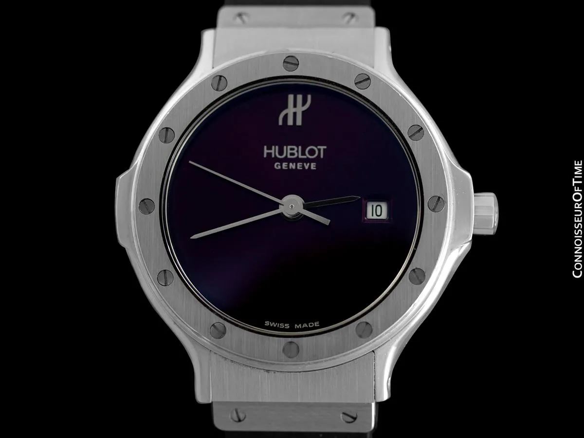 Hublot MDM Ladies Rubber Bracelet Wine Dial Watch - Stainless Steel