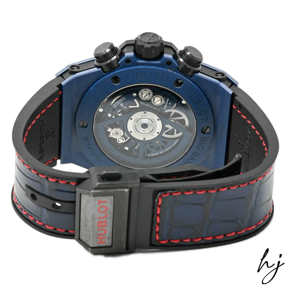 Hublot Men's Big Bang Unico Blue Ceramic 45mm Blue Skeleton Dial Watch Reference #: 411.EX.5113.LR.SPO18