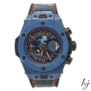 Hublot Men's Big Bang Unico Blue Ceramic 45mm Blue Skeleton Dial Watch Reference #: 411.EX.5113.LR.SPO18