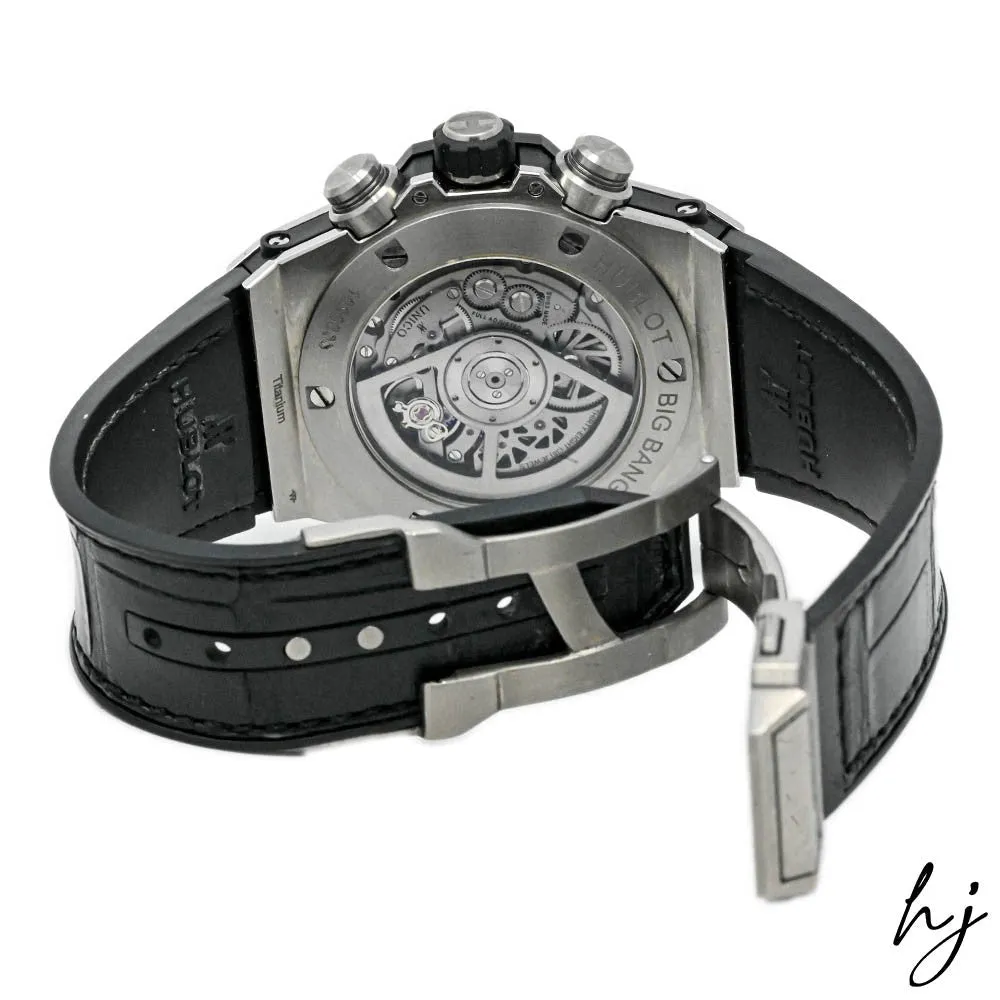 Hublot Men's Iced Out Big Bang Unico Titanium 45mm Skeleton Arabic Dial Watch Reference #: 411.NX.1170.RX.1704