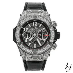Hublot Men's Iced Out Big Bang Unico Titanium 45mm Skeleton Arabic Dial Watch Reference #: 411.NX.1170.RX.1704