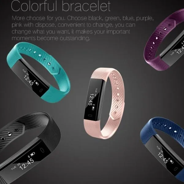 ID115 Smart Bracelet Fitness Tracker Bluetooth Wristband for Android IOS Yellow