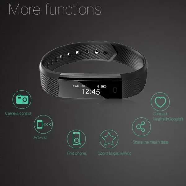 ID115 Smart Bracelet Fitness Tracker Bluetooth Wristband for Android IOS Yellow